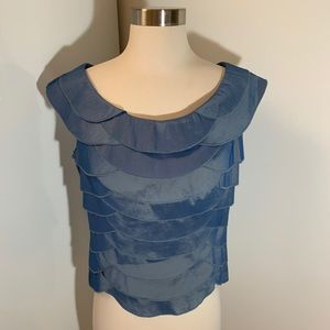KM Collections Sleeveless Tiered Iridescent Blouse